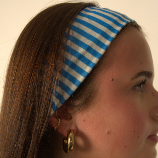 Blue Stripe Hair Bow