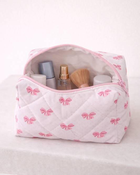 Pink Bow Cosmetic Bag
