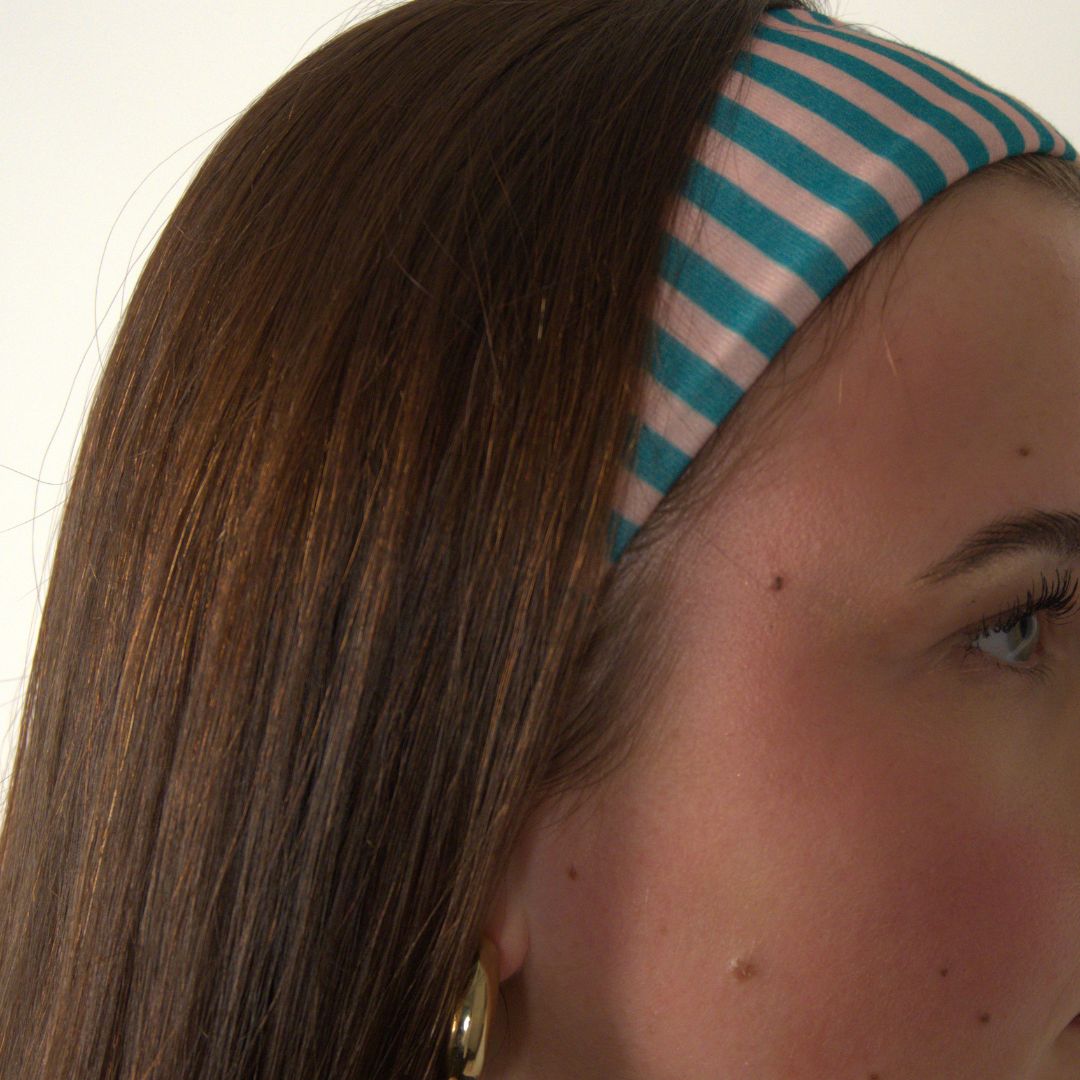 Green Stripe Hair Bow